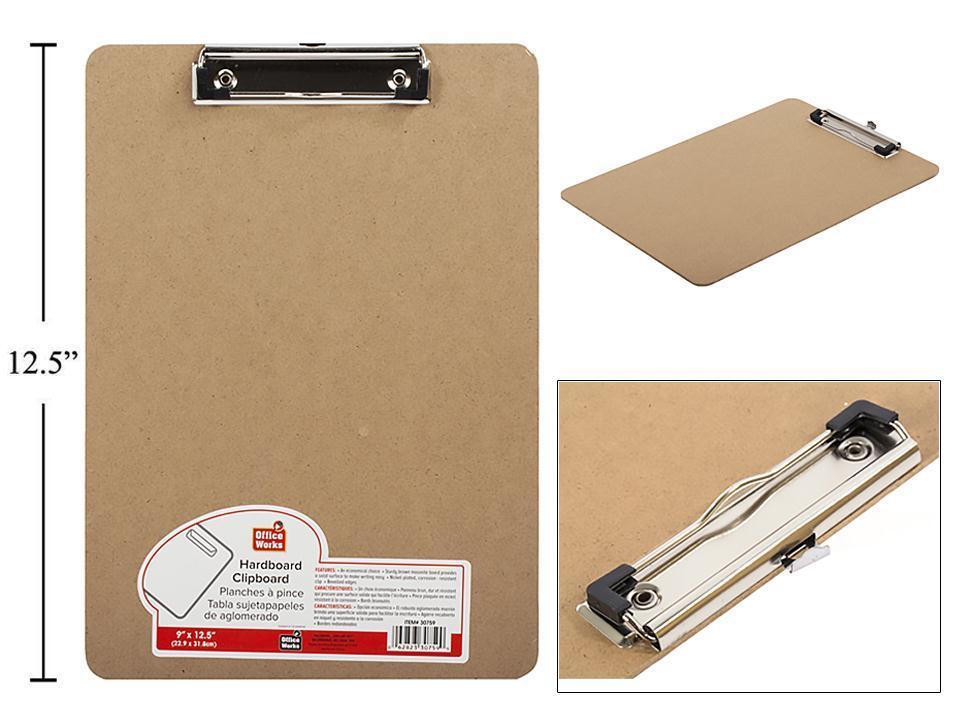 9x12.5 Inch Hardboard Writing Clip Board